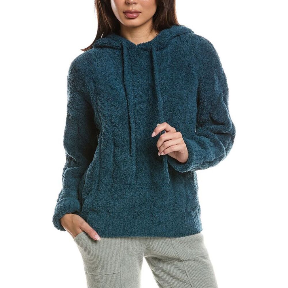 Barefoot Dreams Womens Cozychic Cable Teddy Pullover, Green